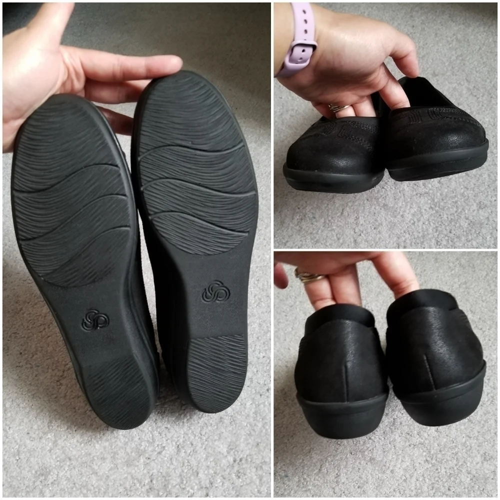 Cloudsteppers by Clarks Womens Black Platform Slip-On Casual Shoes Soft Cushion - Picture 3 of 8